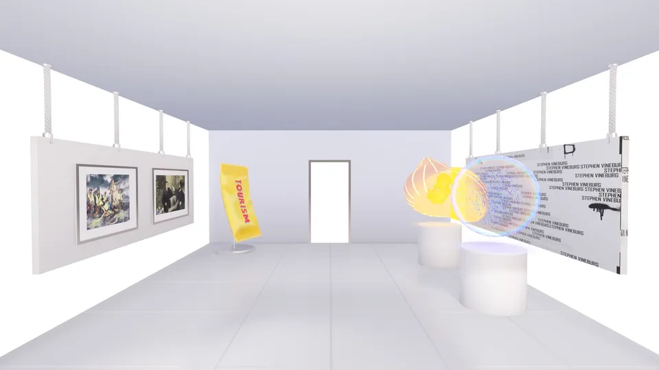 AR gallery experience with AR glasses and mixed reality navigation.